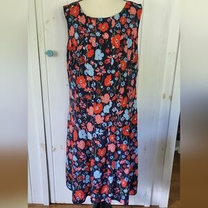 Retro Print Floral Panel Fit & Flare Tank Midi Dress